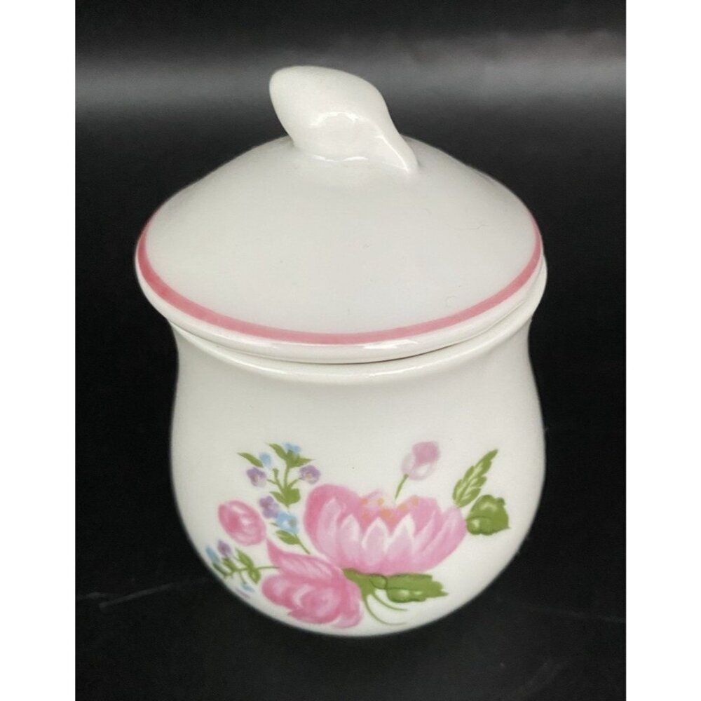 Vintage Elizabeth Arden Floral Trinket Jar With Lid Made in Japan 1970s Vanity